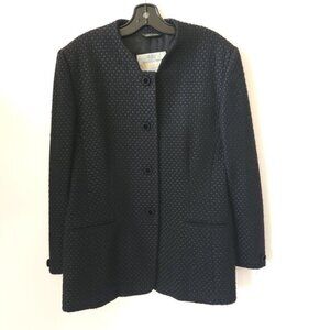 Vintage Aquascutum Black Wool Blend Textured Blazer